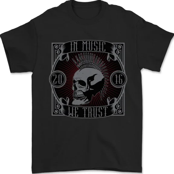 Music We Trust Punk Rock Skull Mens S-5XL T-Shirt