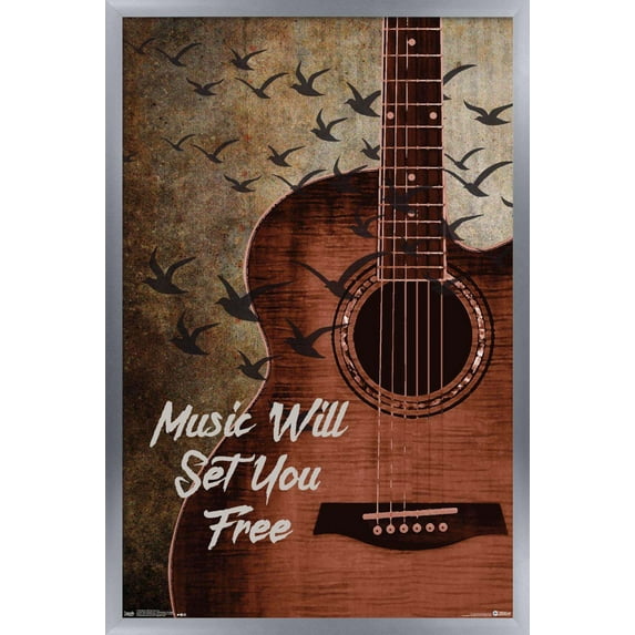 Music Will Set You Free Wall Poster, 14.725" x 22.375", Framed