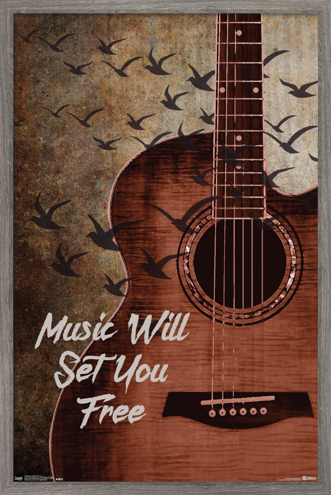 Music Will Set You Free Wall Poster, 14.725" x 22.375", Framed