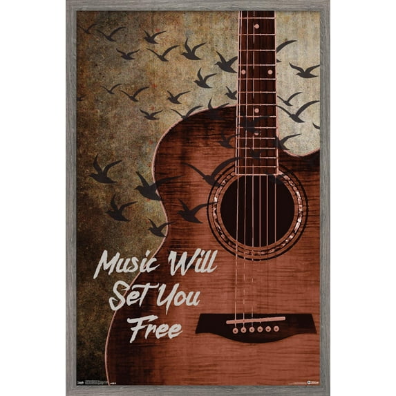Music Will Set You Free Wall Poster, 14.725" x 22.375", Framed
