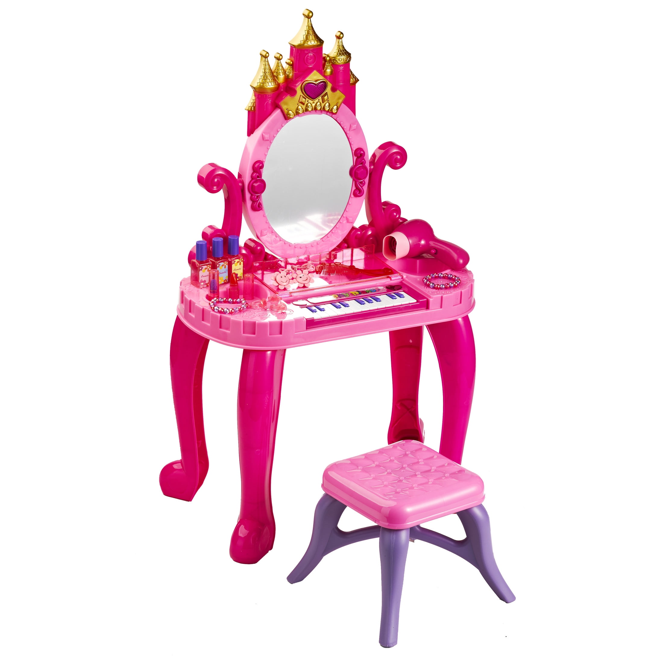 Castel Rool Vanity Music and Lights Castle Vanity with Stool and Accessories - Walmart.com