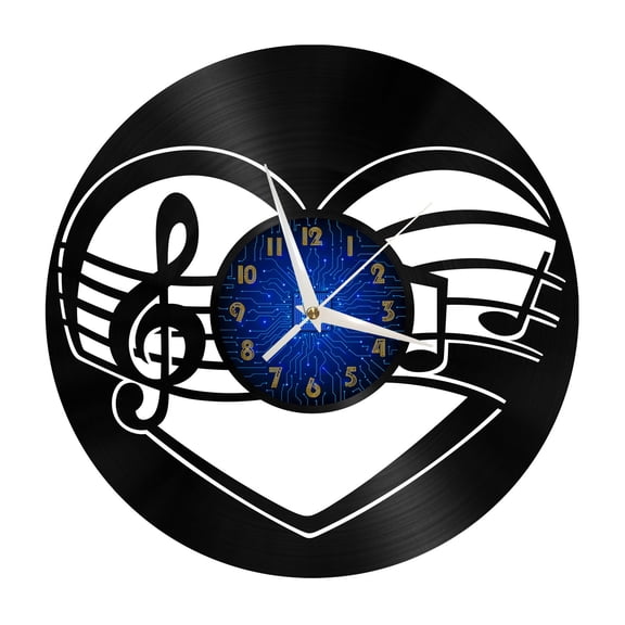 Music conveys love Vinyl Record Wall Clock for Kitchen Wall Decor Wall Art Gift for Lover Gift Idea for a Best Friend(B)