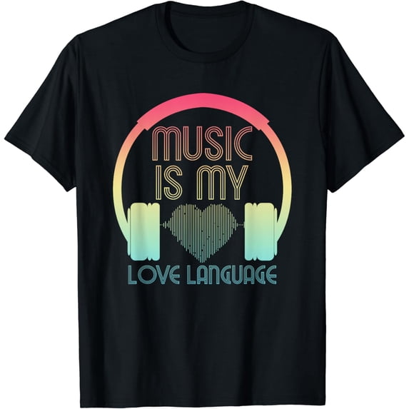 Music is my Love Language Cute Heart Waves for Music Lover T-Shirt Black 3X-Large