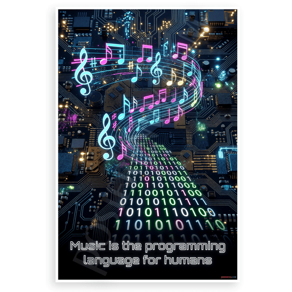"Music is the Programming Language for Humans" Music Code Fusion 12x18 US Made Poster