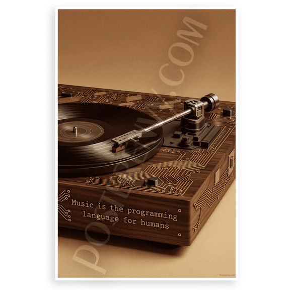 "Music is the Programming Language for Humans" Retro Tech Inspirational 12x18 US Made Poster