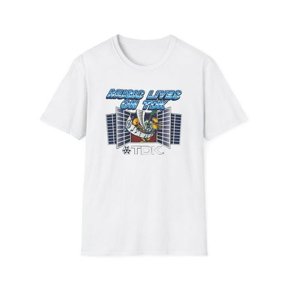 Music lives on Retro Boombox | TDK Graphic T-Shirt | Tape Deck Graphics Stranger Meme Unisex All Size