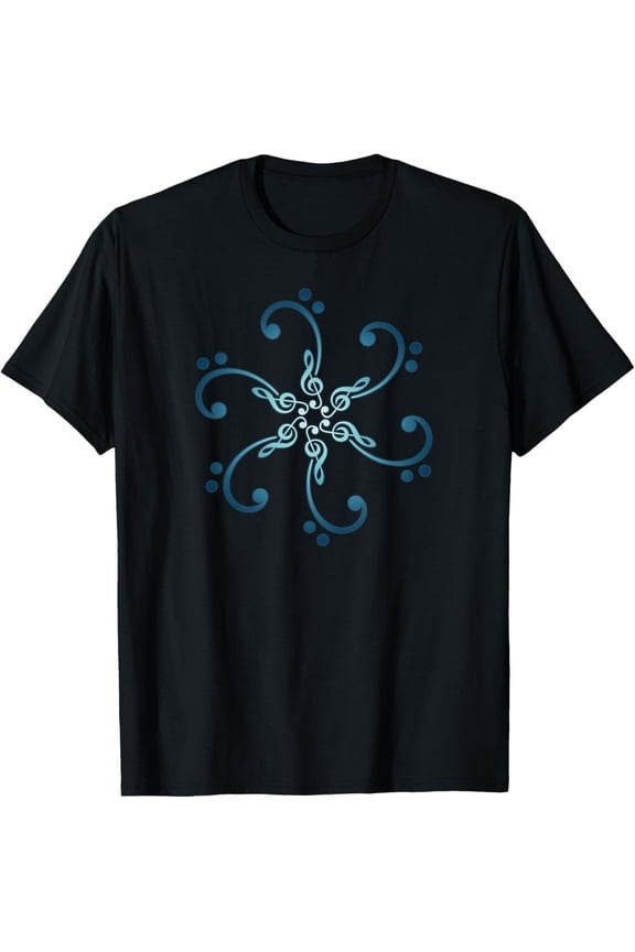 Music notes, mandala, clef, musically symbol, bass, classic T-Shirt
