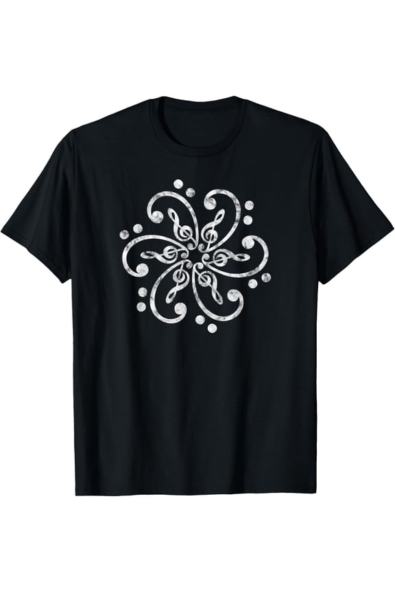 Music notes, mandala, clef, musically symbol, bass, classic T-Shirt