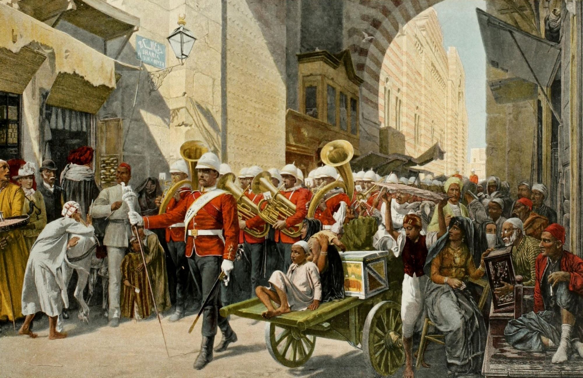 Music of the Modern World 1895 A Friendly Power in Egypt Canvas Art - WC Horsley (18 x 24)