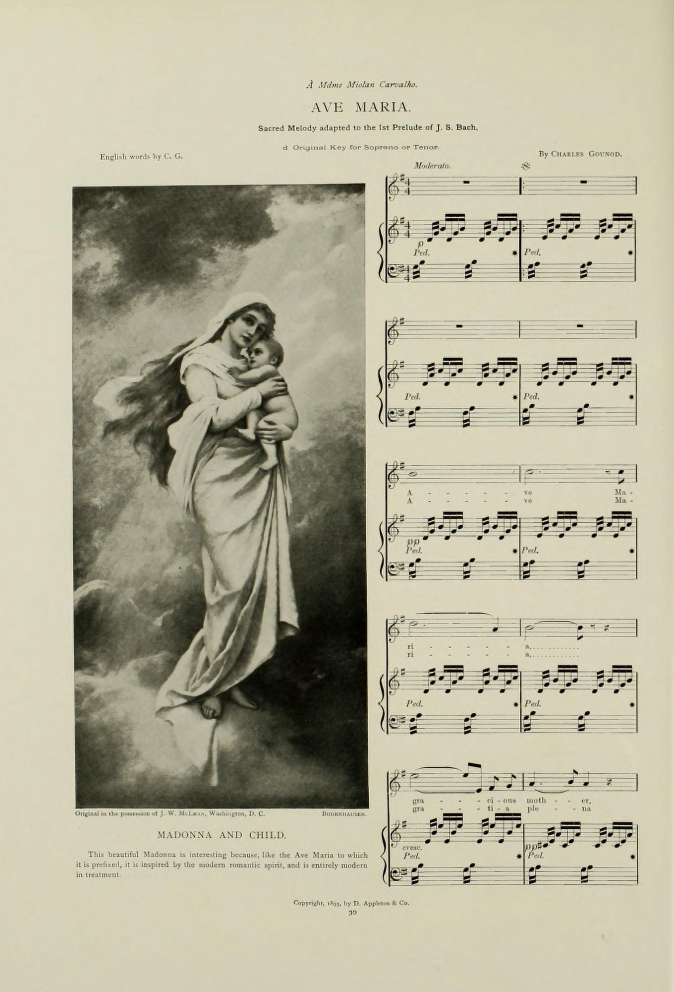Music of the Modern World 1895 Ave Maria music 1 Canvas Art - Charles Gounod (18 x 24)