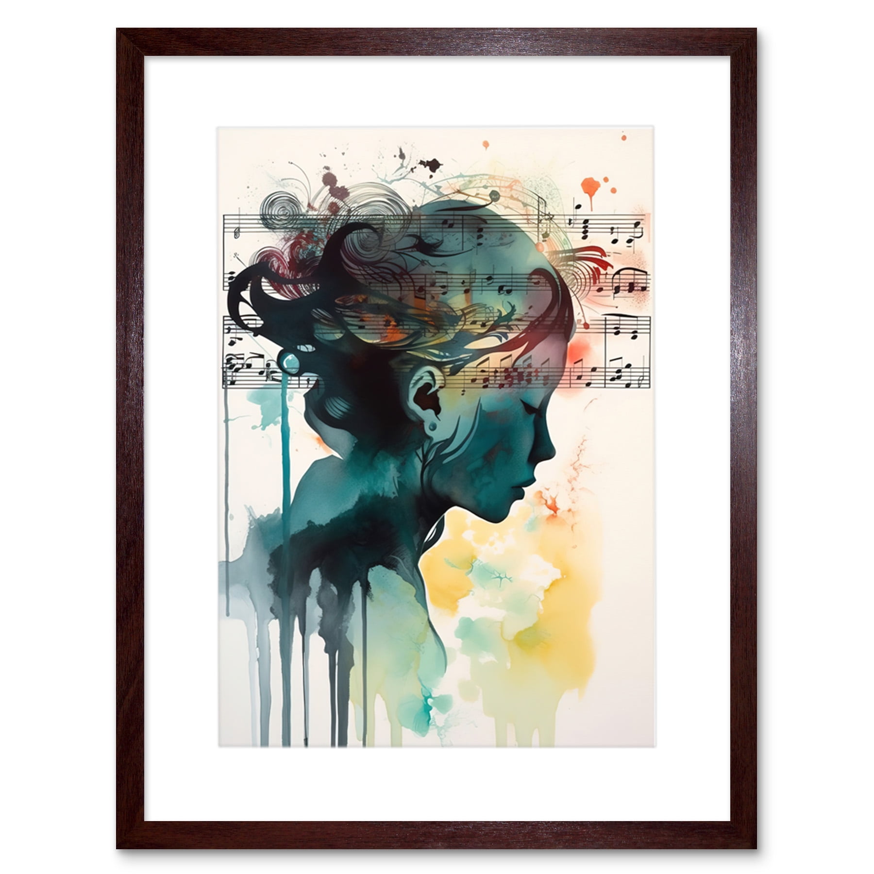 Music on my Mind Singing in my Head Modern Portrait Watercolour