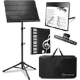 thumbnail image 1 of Music stand, 2 in 1 Dual-Use Folding Sheet Music Stand & Desktop Book Stand with Portable Carrying Bag, Sheet Music Folder & Clip Holder (Black), 1 of 7
