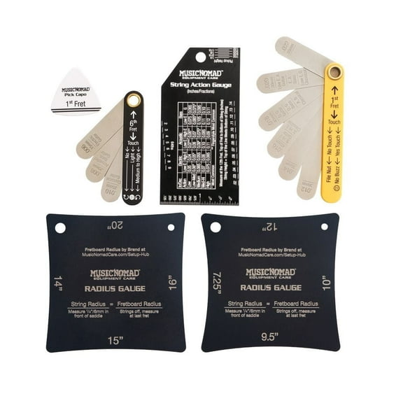 MusicNomad Precision 6 pc. Guitar Setup Gauge Tool Set - Plus 24 pg. Instructional Booklet and Storage Case (MN604)