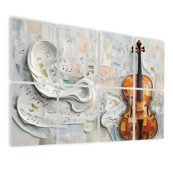 Musical 8 Pack Art Acoustic Panels Sound Absorbing Abstract Music Artwork Violin Flowing Notes Soft Tones Decorative Soundproof Wall Panels Self Adhesive for Nursery Game Room Music Classroom 48"x32"