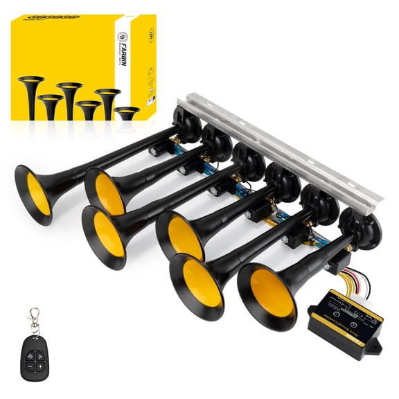 Musical Air Horn 36 Melodies 12/24 Volt, Music Horn 178dB, Switchable 36 Songs with Controller for Bus, Truck, Train and Heavy Duty Vehicles