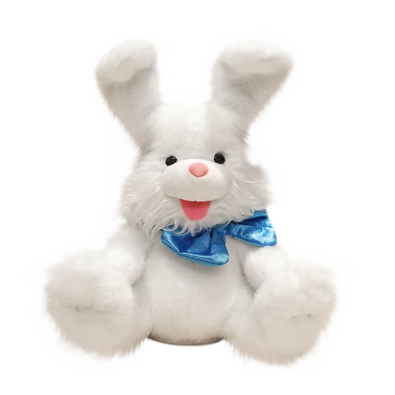 Musical Animated Bunny Stuffed Animal Plush Toy with Moving Arms and Melody, Soft Floppy Ears Rabbit Interactive Play Companion for Holiday Celebration Decor Gifts