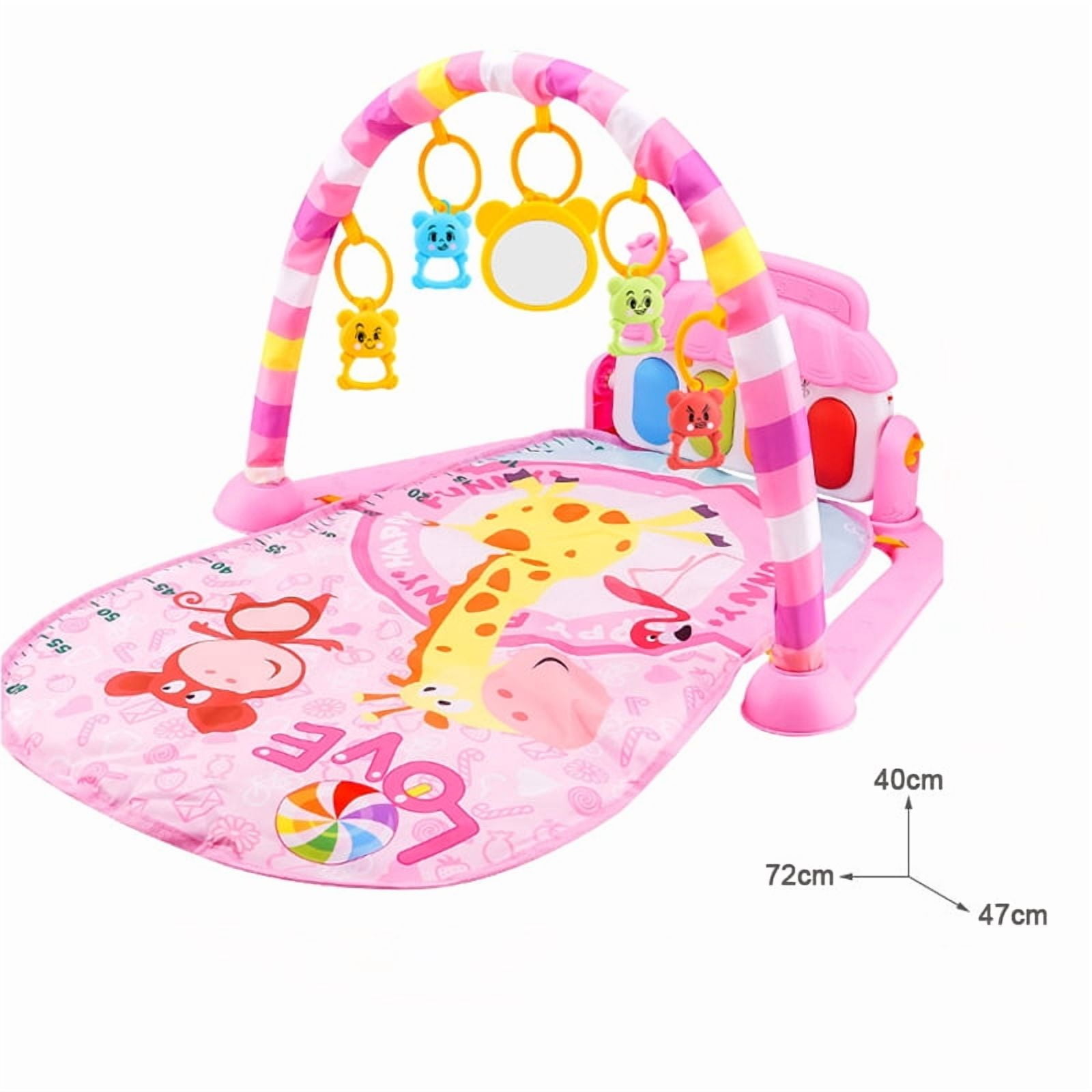 Baby Play Gym Mat With Rattles Bar Boys Girls Educational Crawling Carpet IN Mickey Mouse Print main image 1