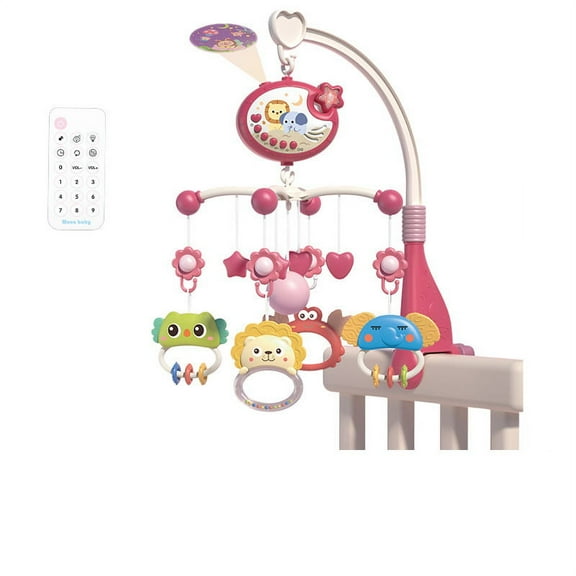 Musical Baby Crib Mobile Toys with Projection Function Lights, Hanging Rotating Animal Rattles and 400 Melodies Music Box with Remote Control, Baby Toys for Newborn 0-24 Months