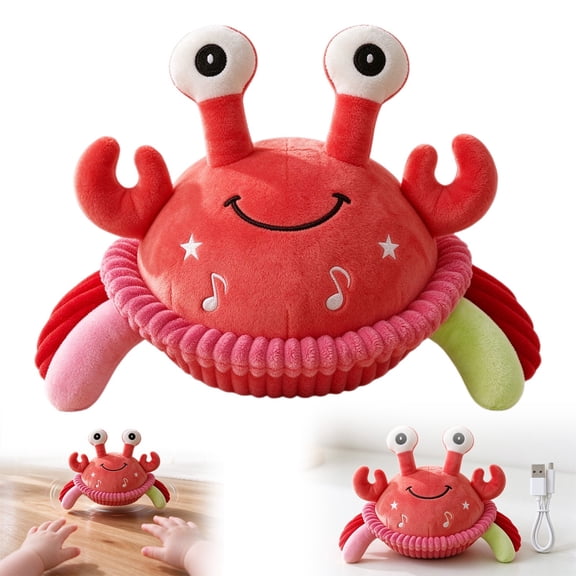 Musical Bouncing Crab Plush Toy, Remote Control Jumping Crab Stuffed Animal, Interactive Dancing Crab Plush Toy with Music and USB Rechargeable, Red Plush Toy