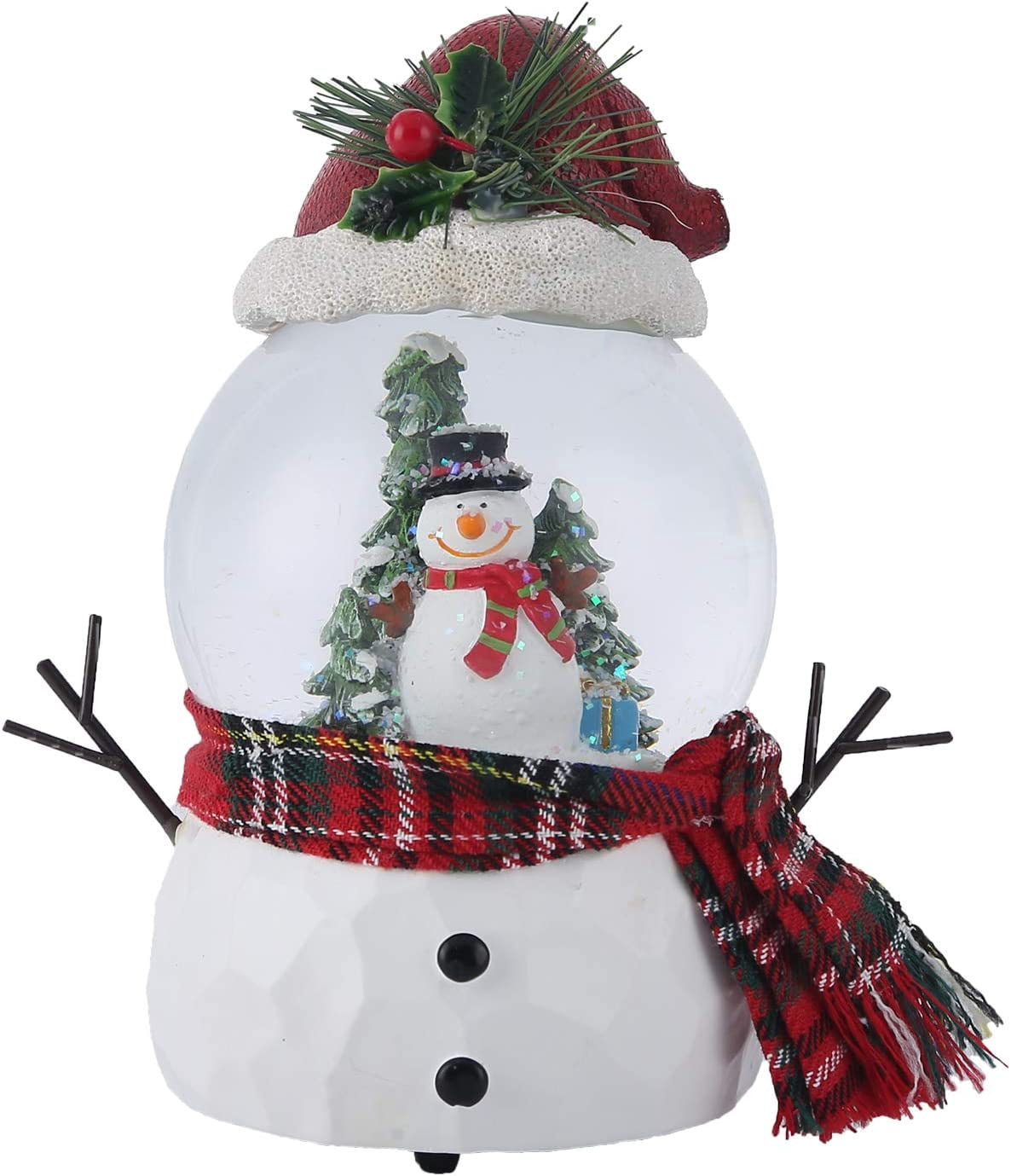 Roman - 6 H 120mm Musical Rotating Christmas Train in Village Glitterdome, Tabletop Holiday Decoration