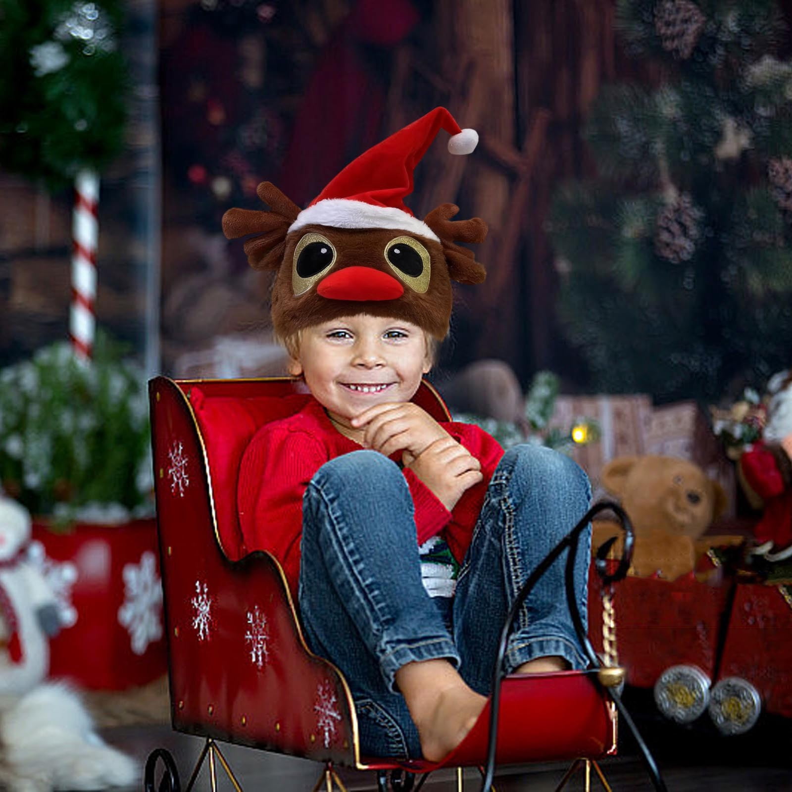 Simple Dancing Animations Musical Christmas Hat, Singing Dancing Hat, Animated Reindeer Holiday ...