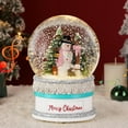 thumbnail image 1 of Musical Christmas Snow Globe, Lighted Cake Base and Snowman with Formal Hat, Swirling Glitters&8 Songs&Timer, Battery Operated Singing Snow Lantern for Home Decor Xmas Gift, 1 of 7