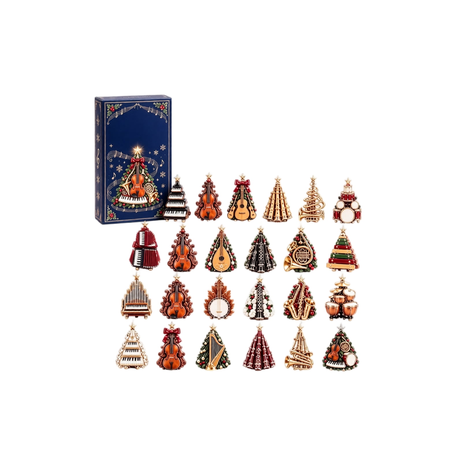 Musical Christmas Tree Advent Calendar, 24-Day Countdown with 24 2D ...