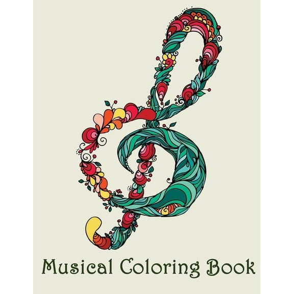 Musical Coloring Book: - Mosaic Music Featuring 40 Stress Relieving Designs of Musical Instruments, (Paperback)