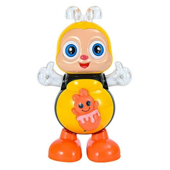 Musical Dancing Bee Animated Electronic Figurine with Flash LED Lights Sound Moving Cartoon Model Desk Kinetic Ornament Stress Relief Gift for Adults