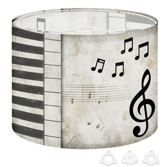 Musical Drum Lampshades 13"x13"x10" Vintage Music Piano Keys Treble Clef Floating Musical Light Shade for Table Lamps Floor Lamp Shades Replacement Assembly Required Gifts for Boys