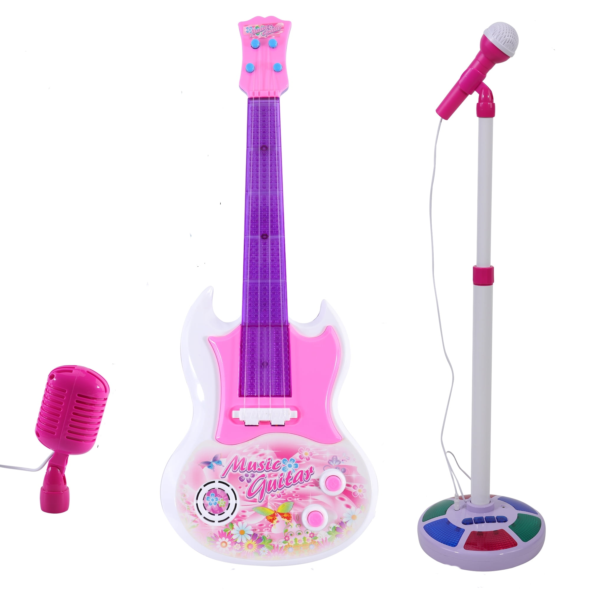 Musical Electric Guitar with Stand Microphone for Kids, Instruments Toy ...