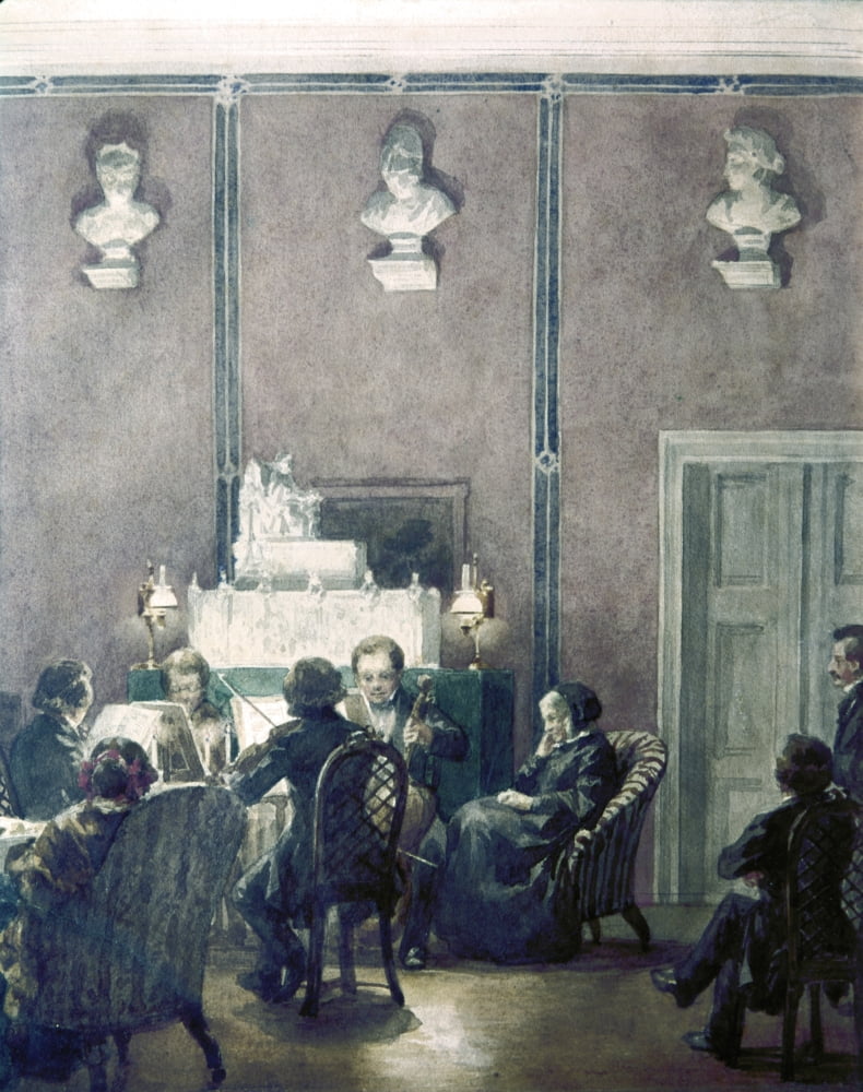 Musical Evening At The House Of Bettina Brentano Canvas Art - (24 x 36)