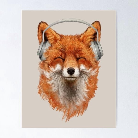 Musical Fox Character Illustration Poster, Poster Home Decor, Poster Only