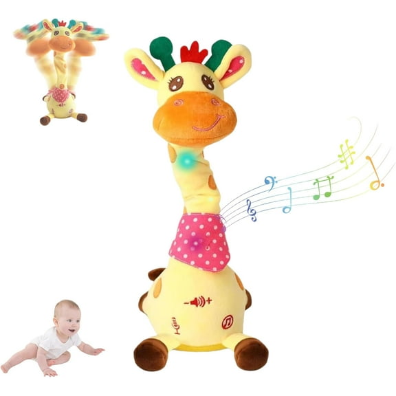 Musical Giraffe Toy, Dancing Talking Giraffe Baby Toy, Sings, Dances & Repeats What You Say, Electronic Light Up Gifts for Toddlers, Plush Stuffed Animal Tummy Time Interactive Toy