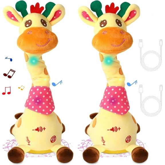 Musical Giraffe Toy Sings, Dances & Repeats What You Say, Dancing Giraffe Toys, Electronic Giraffe Plush Toy, Interactive Mimicking Toy with Recording, Shining LED Lights