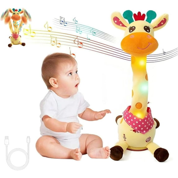 Musical Giraffe Toy – Sings, Dances & Repeats What You Say, Dancing Giraffe Toys, Electronic Giraffe Plush Toy, Interactive Mimicking Toy with Recording, Shining LED Lights