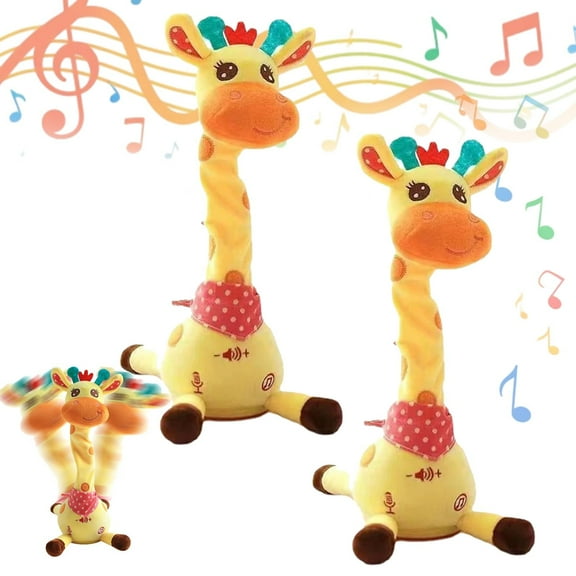 Musical Giraffe Toy – Sings, Dances & Repeats What You Say, Dancing Talking Animal Toy, Interactive Voice Imitation & Recording, Shining Led Lights with Adjustable Volume Function for Family(2Pc)