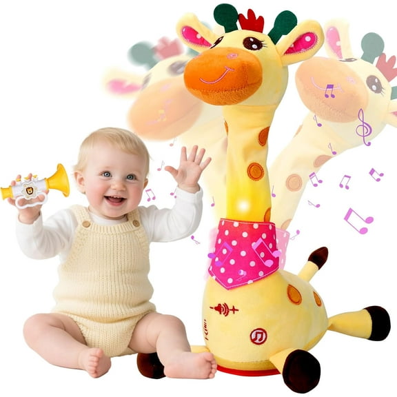 Musical Giraffe Toy  Sings, Dances & Repeats What You Say, Glowing Talking Dancing Giraffe Baby Toy, Adjustable Volume Animal Stuffed Tummy Time Toys, Sensory Education Gifts for Toddlers