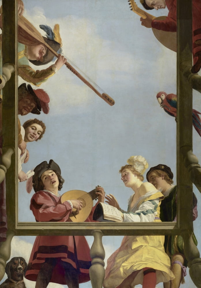 Musical Group On A Balcony Canvas Art - (18 x 24)