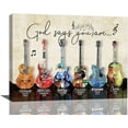 thumbnail image 1 of Musical Guitar Wall Art Colorful Rock Guitar God Says You Are Canvas Wall Decor Cool Rock Music Painting Prints Framed Artwork Decor for Bathroom Bedroom Living Room 12"x16", 1 of 6