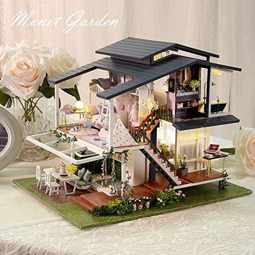 Musical Handmade Miniature Dollhouse, 1:24 Scale Monet's Garden Mini House Kit, Perfect Holiday Birthday Gift