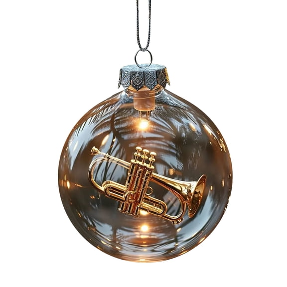 Musical Harmony Christmas Ornament Balls ,Handcrafted Keepsake Gift for Musicians,Band Members,2D Xmas Tree Clear Ball Decorations with Guitar,Piano,Violin Saxophone Musical Tree Decoration