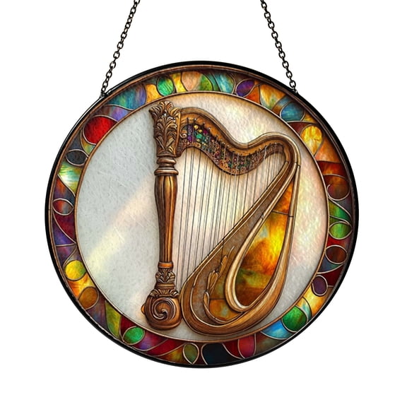 Musical Harp Window Suncatcher – Decorative Glass Style Art