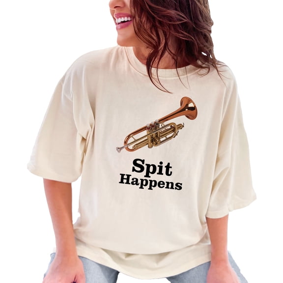 Musical Humor Spit Happens Brass Instrument Trumpet, Ivory Comfort Colors T-Shirt, XL