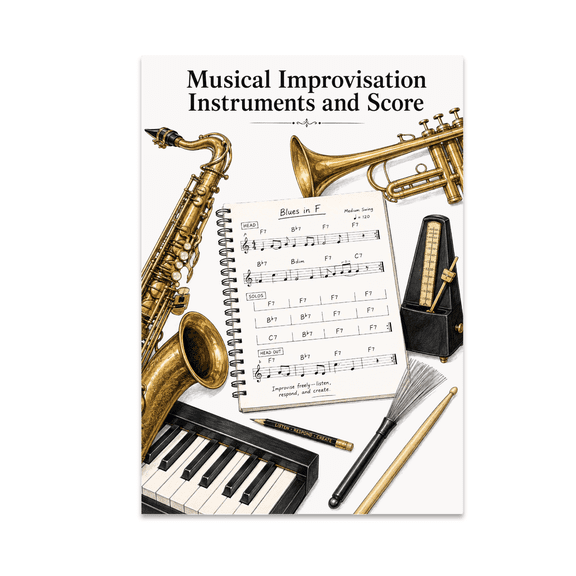 Musical Improvisation Instruments and Score Poster, Music Classrooms, Studios, and Improvisation Enthusiasts, 13x19 Glossy Paper