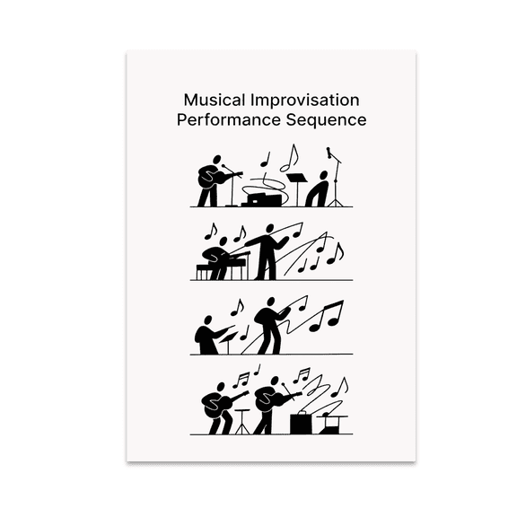 Musical Improvisation Performance Poster, Music Studios, Classrooms, and Practice Spaces, 13x19 Glossy Paper