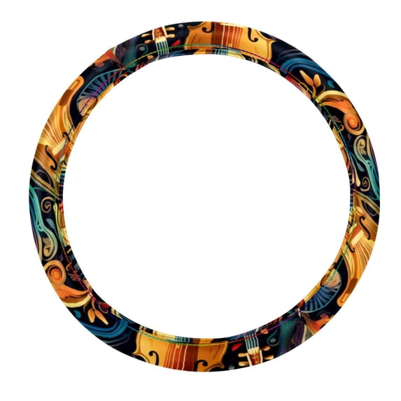 Musical Instrument 14.5 Inch Printing PVC Leather Car Wheel Cover Steering Wheel Covers Auto Accessories