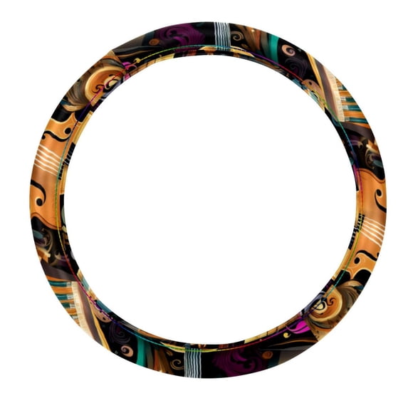 Musical Instrument 14.5 Inch Printing PVC Leather Car Wheel Cover Steering Wheel Covers Auto Accessories