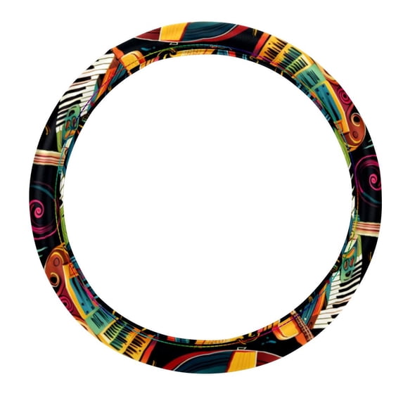 Musical Instrument 14.5 Inch Printing PVC Leather Steering Wheel Cover Auto Accessories
