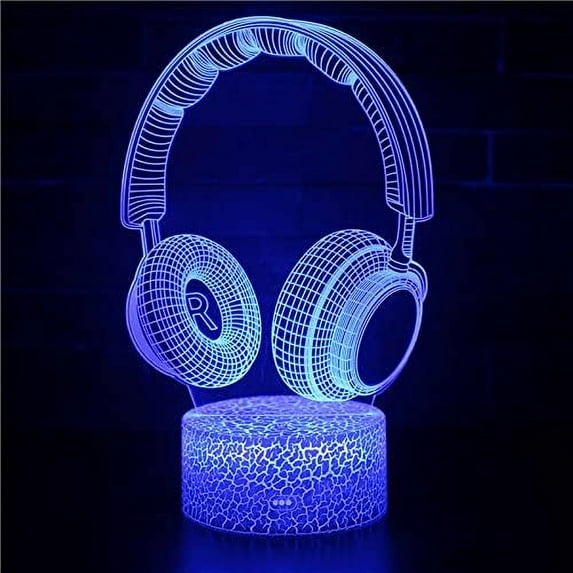 Musical Instrument 3D Night Light LED Colorful 16-Color Remote Control Desk Lamp Light Control Night Light for Bedroom Lighting (Crack Base 16Colors RC, Earphone-1)